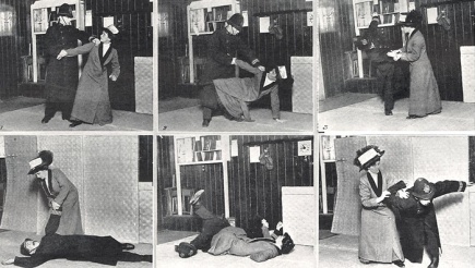 Edith Garrud dimostra alcune tecniche di jujutsu